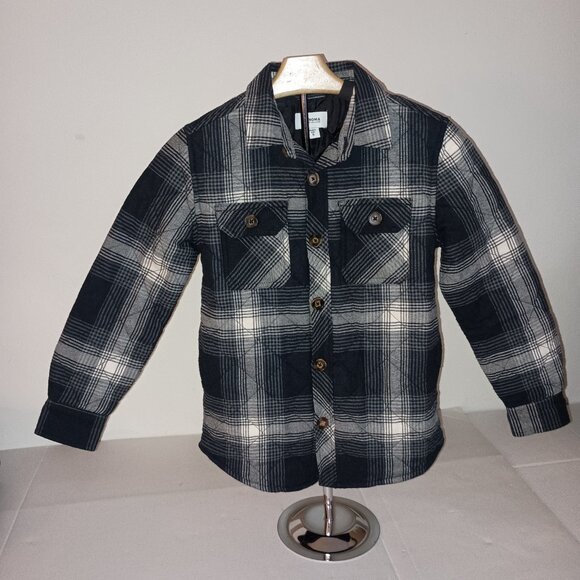 Sonoma Blue & White Plaid Quilted Shacket Boys Small Flannel Lined Shirt Jacket - Picture 15 of 15